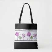 Roze bloemenaquarelmonogram tote bag (Voorkant)