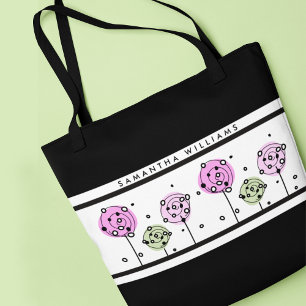 Roze bloemenaquarelmonogram tote bag