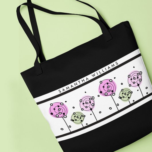 Roze bloemenaquarelmonogram tote bag