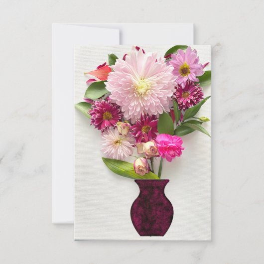 Roze Bloemenarrangement notitiekaart (Voorkant)