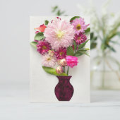 Roze Bloemenarrangement notitiekaart (Staand voorkant)