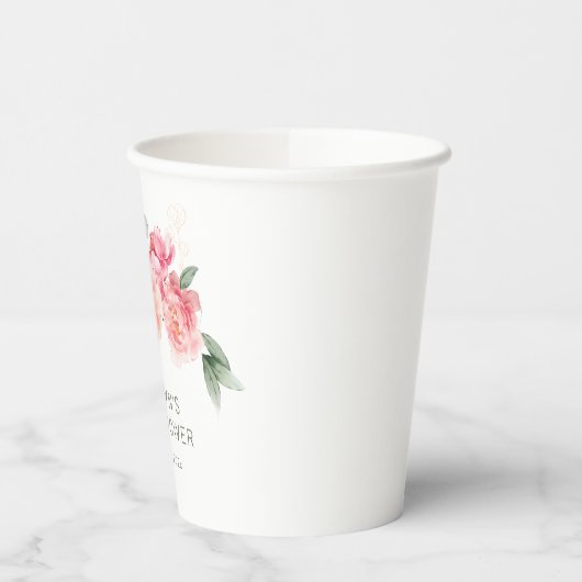 Roze bloemenbaby shower papieren bekers (Links)