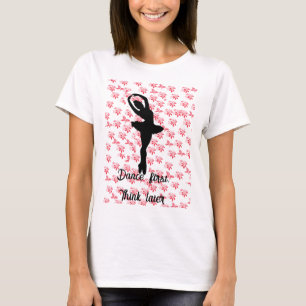 roze Bloemenballerina Dans denk eerst later T-shirt