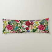  roze bloemenbeige motief lichaamskussen (Achterkant)