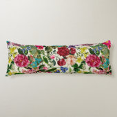  roze bloemenbeige motief lichaamskussen (Voorkant)