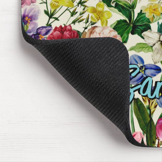  roze bloemenbeige patroon monogram muis p muismat (Hoek)