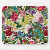 roze bloemenbeige patroon monogram muis p muismat (Voorkant)