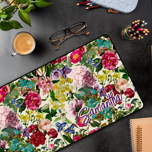 roze bloemenbeige patroonmonogram bureaumat