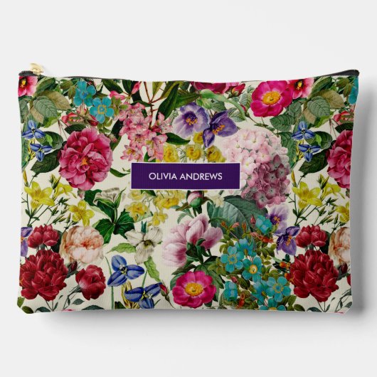  roze bloemenbeige patroonmonogram etui (Voorkant)