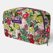  roze bloemenbeige patroonmonogram toilettasje (Rechterhoek)