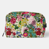  roze bloemenbeige patroonmonogram toilettasje (Achterkant)