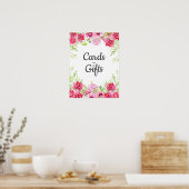 Roze bloemenblaadjes Witte verjaardagsfeestkaarten Poster (Keuken)