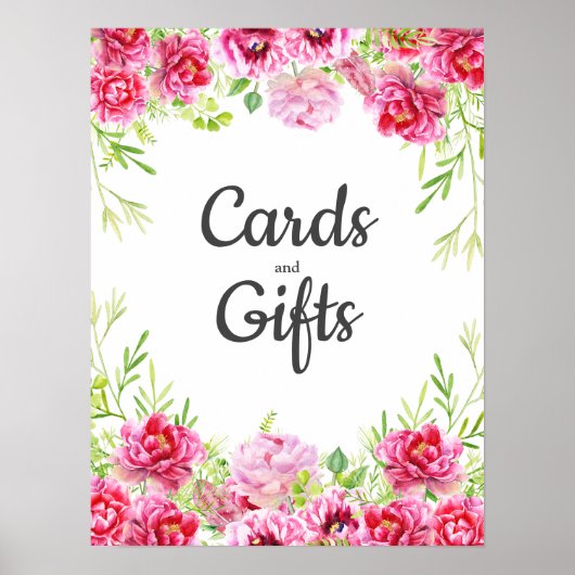 Roze bloemenblaadjes Witte verjaardagsfeestkaarten Poster (Voorkant)