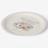 Roze Bloemenblad Glitter 40e verjaardag Papieren Bordje (Gekanteld)