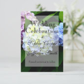 roze bloemenblauw bloemenblauw paarse bloemenhydra save the date (Staand voorkant)