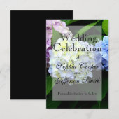 roze bloemenblauw bloemenblauw paarse bloemenhydra save the date (Voorkant / Achterkant)