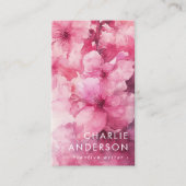 Roze bloemenbloem waterverf bloembloem logo QR cod Visitekaartje (Voorkant)