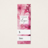 Roze bloemenbloem waterverf DIY prijs hang label Mini Visitekaartjes (Voorkant)