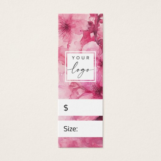Roze bloemenbloem waterverf DIY prijs hang label Mini Visitekaartjes (Voorkant)