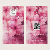 Roze bloemenbloem waterverf oorbel display kaart (Voorkant /achterkant)