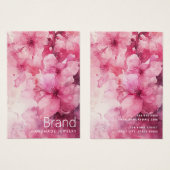 Roze bloemenbloem waterverf oorbel kaart (Voorkant /achterkant)