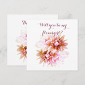 Roze BloemenBloem, Wil je mijn bloemenmeisje kaart (Voorkant / Achterkant)