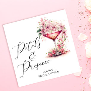 Roze bloemenbloemblaadjes en Prosecco Bridal Servet