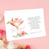 Roze Bloemenbloemblaadjes en Prosecco Vrijgezellen Bedankkaart