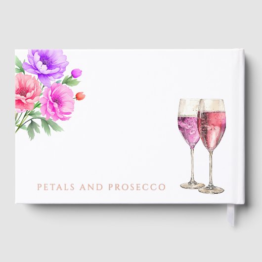 Roze Bloemenbloemblaadjes en Prosecco Vrijgezellen Gastenboek (Achterkant)