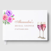 Roze Bloemenbloemblaadjes en Prosecco Vrijgezellen Gastenboek (Voorkant)
