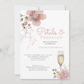 Roze Bloemenbloemblaadjes en Prosecco Vrijgezellen Kaart (Voorkant)