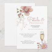 Roze Bloemenbloemblaadjes en Prosecco Vrijgezellen Kaart (Voorkant / Achterkant)