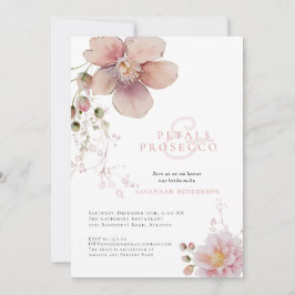 Roze Bloemenbloemblaadjes en Prosecco Vrijgezellen Kaart