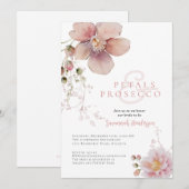 Roze Bloemenbloemblaadjes en Prosecco Vrijgezellen Kaart (Voorkant / Achterkant)