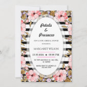 Roze Bloemenbloemblaadjes en Prosecco Vrijgezellen Kaart (Voorkant)