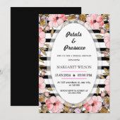 Roze Bloemenbloemblaadjes en Prosecco Vrijgezellen Kaart (Voorkant / Achterkant)