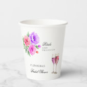Roze Bloemenbloemblaadjes en Prosecco Vrijgezellen Papieren Bekers (Voorkant)
