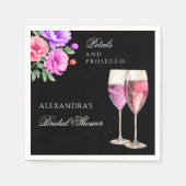 Roze Bloemenbloemblaadjes en Prosecco Vrijgezellen Servet (Voorkant)