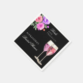 Roze Bloemenbloemblaadjes en Prosecco Vrijgezellen Servet (Hoek)