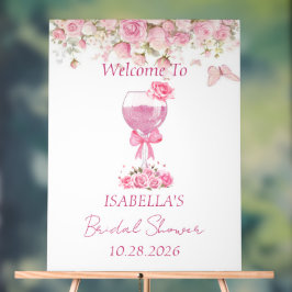 Roze bloemenbloemblaadjes & Prosecco Vrijgezellenf Acryl Bord