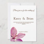 Roze Bloemenbloesem Minimal Bruiloft Kaart (Voorkant)