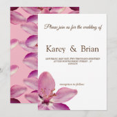 Roze Bloemenbloesem Minimal Bruiloft Kaart (Voorkant / Achterkant)