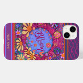  roze bloemenbloesemharten Inspirivity Name Case-Mate iPhone Case (Achterkant (horizontaal))