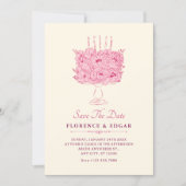 Roze bloemenboeket bruiloft save the date (Voorkant)