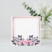 Roze bloemenboeket met randje kaart (Staand voorkant)