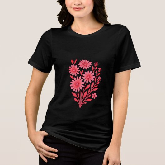 Roze bloemenboeket T-shirt (Voorkant)