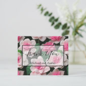  roze bloemenboho groen patroon bedankkaart (Staand voorkant)