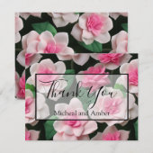  roze bloemenboho groen patroon bedankkaart (Voorkant / Achterkant)