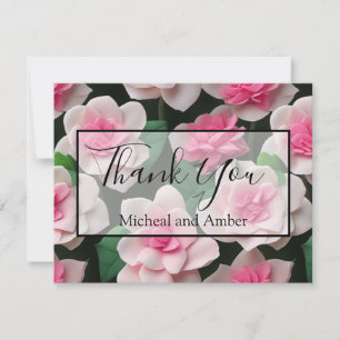roze bloemenboho groen patroon bedankkaart