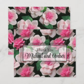  roze bloemenboho groen patroon bedankkaart (Voorkant / Achterkant)